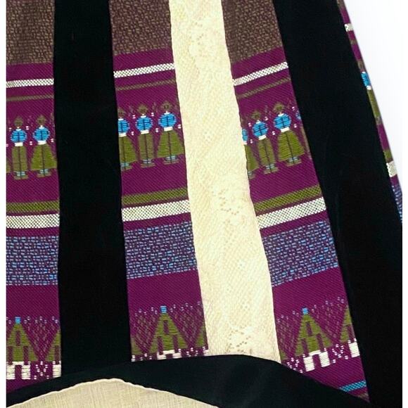 VNTG Chessa Davis Women's Maxi Skirt XS/S Multi Tapestry Velvet Lace 70s Boho - Picture 11 of 11